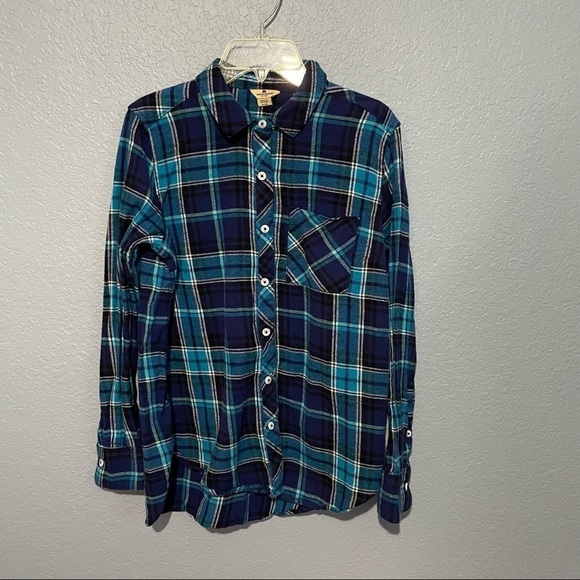 Woolrich Blue Plaid Button Up Long Sleeve Shirt Top - Picture 1 of 6